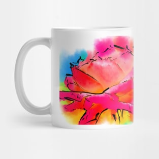 Pink and Orange Rose In Abstract Watercolor Mug